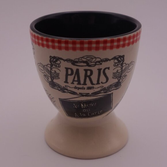 Paris depuis 1889 Au Menu ou A la Carte Tour Eiffel Ceramic Egg Cup - Picture 1 of 10